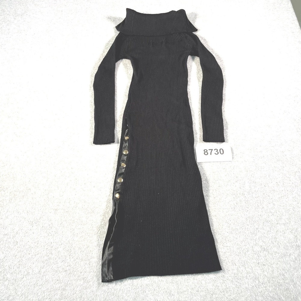 Joy What Sweater‎ Dress Womens Medium Black Rayon Knit Off Shoulder Side Goth